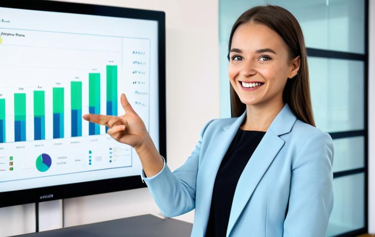 **

"A modern, bright office setting. A young, professional woman (fully clothed in a modest business casual outfit), is enthusiastically presenting a video marketing strategy on a large screen. The screen displays graphs, charts, and video thumbnails. She's gesturing towards the screen with a confident smile.  The overall atmosphere is positive and encouraging.  Keywords: 'Marketing Wideo', 'Konwersja', 'Polska', 'Strategia'.  Perfect anatomy, correct proportions, natural pose, well-formed hands, proper finger count, appropriate content, safe for work, professional, family-friendly, high quality, detailed, sharp focus."

**