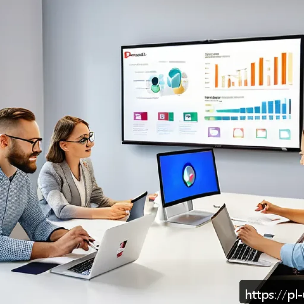 전환율 향상을 위한 콘텐츠 전략 - A modern Polish e-commerce office setting with a diverse team of professionals analyzing customer se...